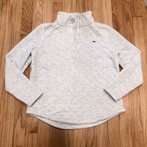 ✨ VINEYARD VINES ✨ Gray Quilted DreamCloth Shep Snap Up Whale Sweatshirt Size XS
